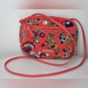 Vera Bradley Coral Floral Quilted Crossbody *Orange/ Red* EUC